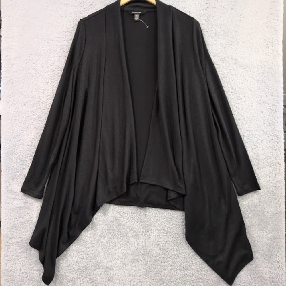 Banana Republic Waterfall Cardigan Women's Medium Black Luxespun Open Front NWOT